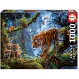 Puzzle Educa -Tigers in the Tree, 1000 Piese, Include Lipici Puzzle (17662)