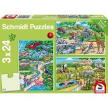 Puzzle Schmidt - O zi la Gradina zoologica, 3x24 piese, include 1 poster (56218)