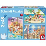 Puzzle Schmidt - Bande de pirati, 3x48 piese, include 1 poster (56223)