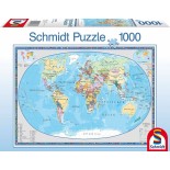 Puzzle Schmidt - Harta Geografica a Lumii, 1000 Piese (58186)