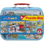 Puzzle Schmidt -Vehicles, 2X26 + 2X48 Piese, Cutie Metalica (56508)