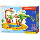 Puzzle contur Castorland -Giraffes in Savanna, 12 Piese Xxl (120178)