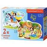 Puzzle Castorland 2 in 1 Contur -Snow White and the Seven Dwarfs, 9/15 Piese