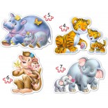 Puzzle Castorland -4 in 1 Jungle Babies, 4/5/6/7 Piese