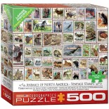 Puzzle Eurographics - Vintage Stamps - Animals of North America, 500 piese XXL (8500-5359)