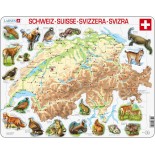 Puzzle Larsen - Physical map of Switzerland, 75 piese (K51-Ch)